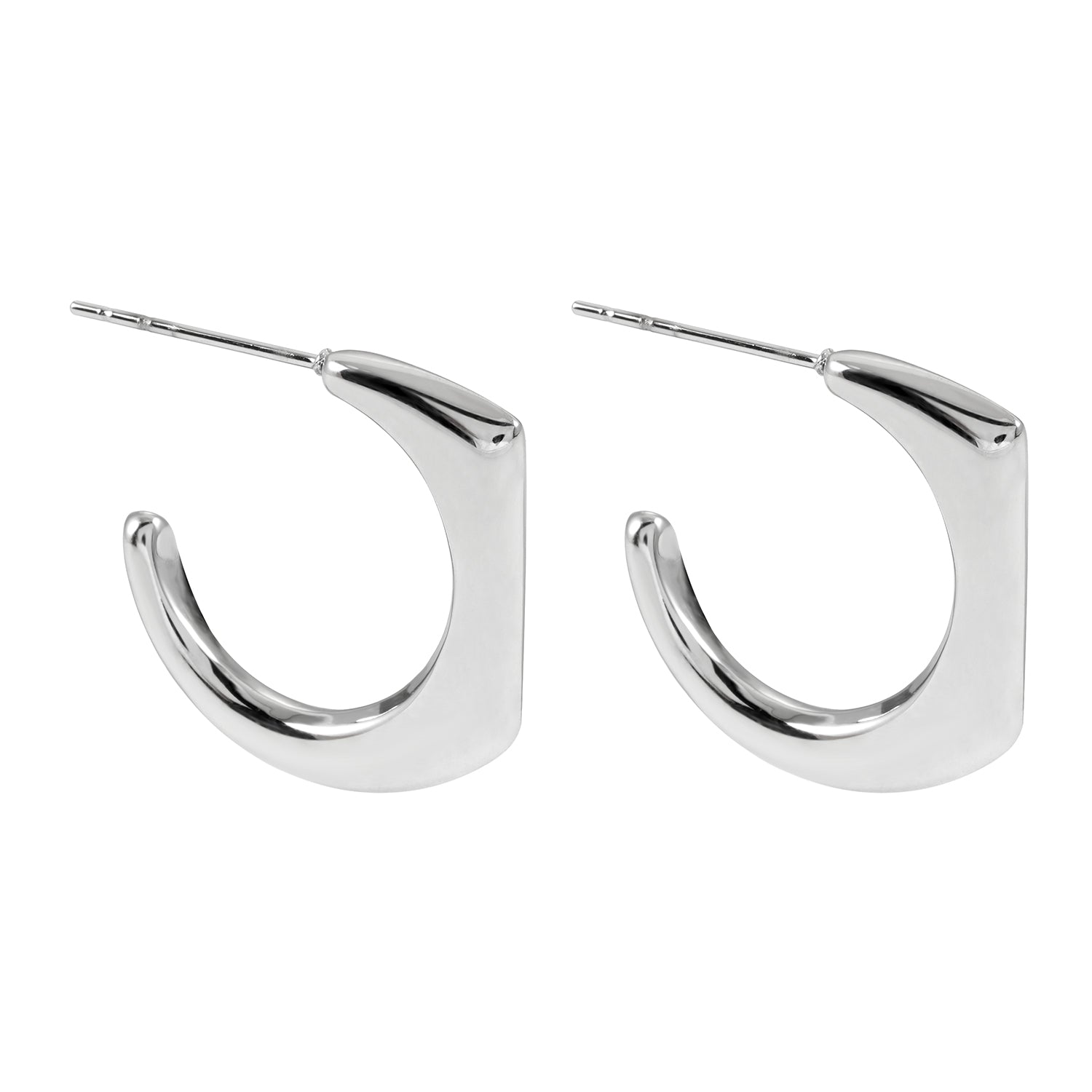 Style SOLOMA Argenté (Or Blanc) : Boucles d’oreilles créoles de style rétro industriel-chic.