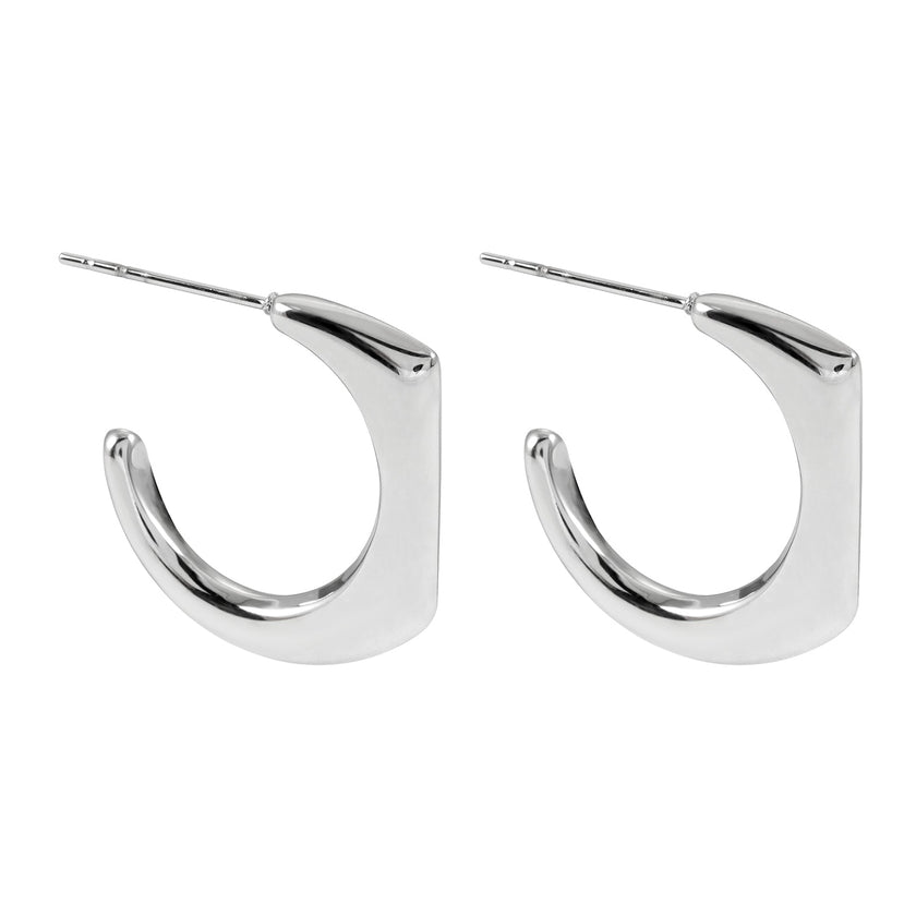 Style SOLOMA Argenté (Or Blanc) : Boucles d’oreilles créoles de style rétro industriel-chic.