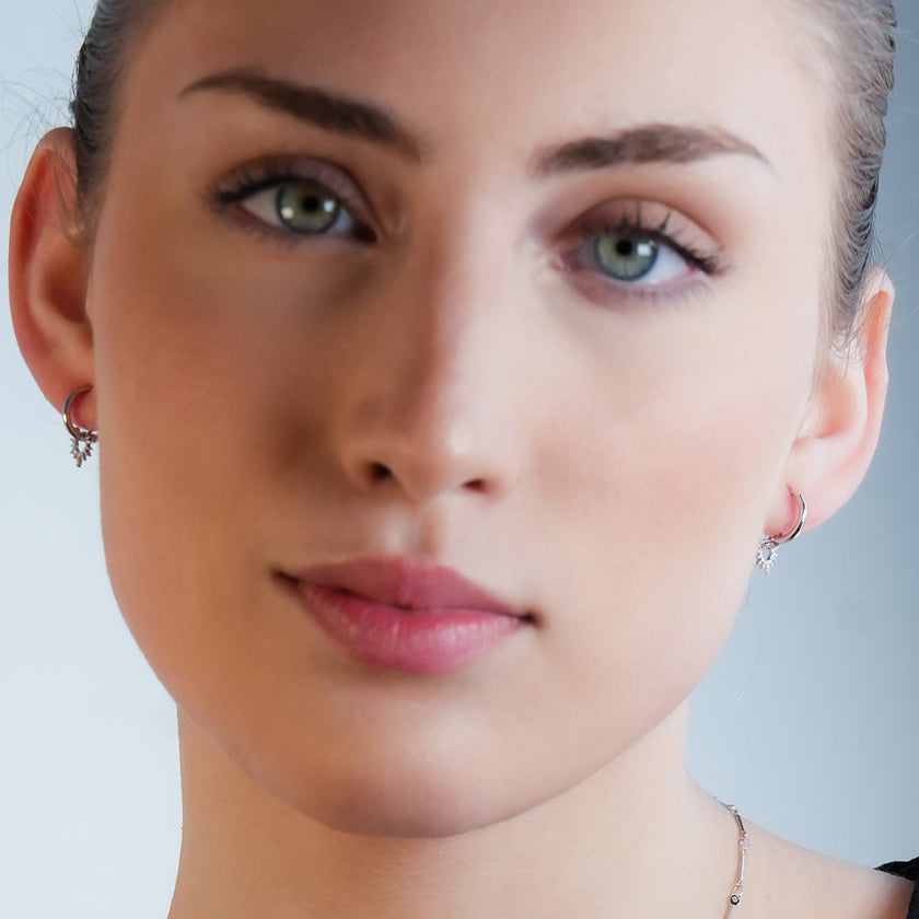 SONNE Or Blanc (Couleur Argentée) : Boucles d'oreilles à l'ancienne avec breloques étoiles texturées