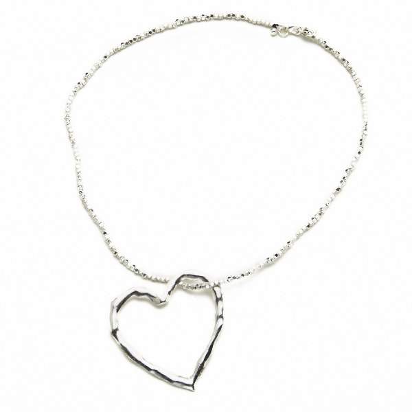 Open Heart Necklace In Silver Plate