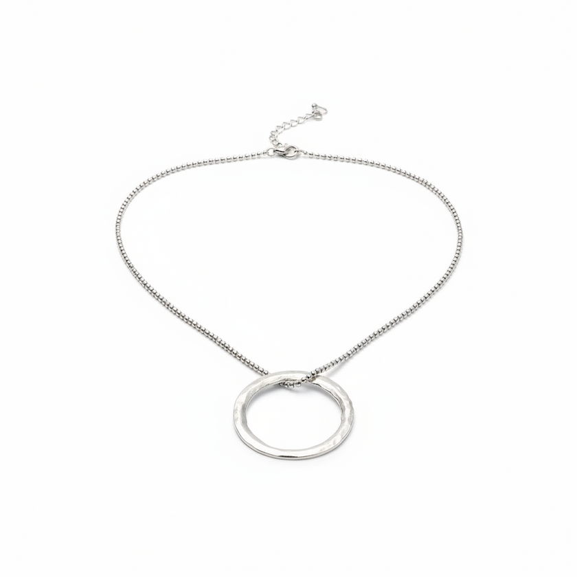 Open Ring Necklace In Silver Plate