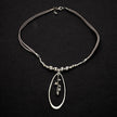 Silver Plate Oval Beaded Pendant Necklace On Suede
