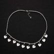 Silver Plate Short Charm Necklace With Drop Hearts
