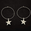 Silver Plate Star On Hoop Earrings