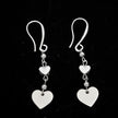 Silver Plate Double Drop Heart Charm Earrings