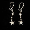 Silver Plate Double Drop Star Charm Earrings