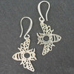 Bee Charm Earrings in Silver Plate