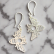 Bee Charm Earrings in Silver Plate