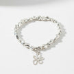 Flower Charm Nugget Bracelet in Silver Plate