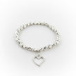 Heart Charm Nugget Bracelet in Silver Plate