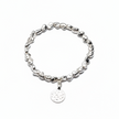 Beaten Circle Charm Nugget Bracelet in Silver Plate