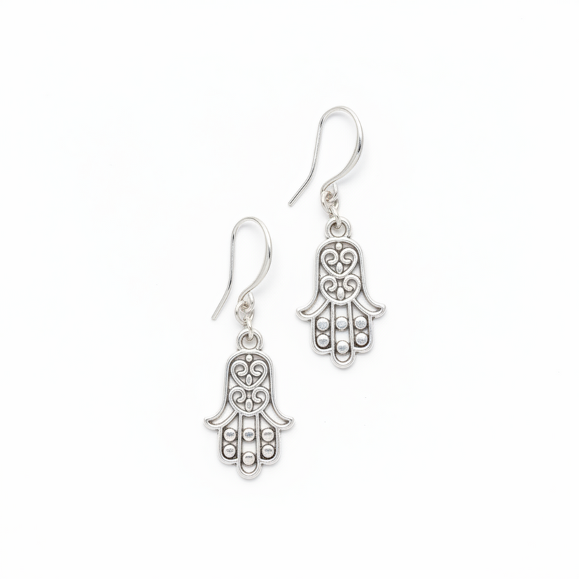 Hasma Charm Earrings in Silver Plate