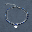 Blue Crystal Cham Bracelet In Silver Plate