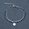 Blue Crystal Cham Bracelet In Silver Plate