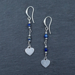 Blue Crystal Charm Earrings In Silver Plate