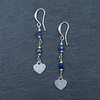 Blue Crystal Charm Earrings In Silver Plate
