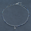 Blue Crystal Charm Necklace In Silver Plate