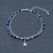 Blue Crystal Cham Bracelet In Silver Plate