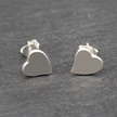 Asymetric Heart Silver Plate Stud Earrings