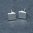 Simple Square Silver Plate Stud Earrings