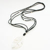 Suede Necklace With Leaf Pendant In Silver Plate