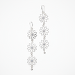 Triple Flower Drop Earrings In Silver Plate