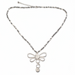 Dragonfly Necklace On Cube. Chain In Silver Plate