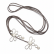 Double Dragonfly Necklace On Suede In Silver Plate