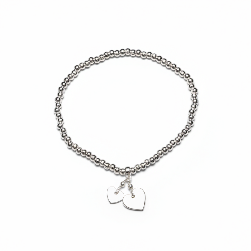 Heart Charm Bracelet In Silver Plate