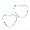 Large Heart Hoop Earrings - Silver Plate