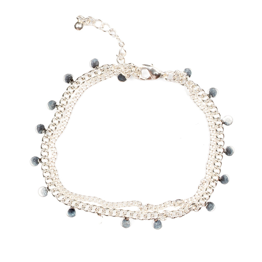 Double Disc Chain Bracelet - Silver Plate