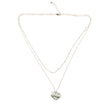 Double Strand Heart Necklace - Silver Plate
