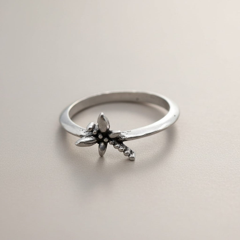 Dragonfly Ring In Silver Plate
