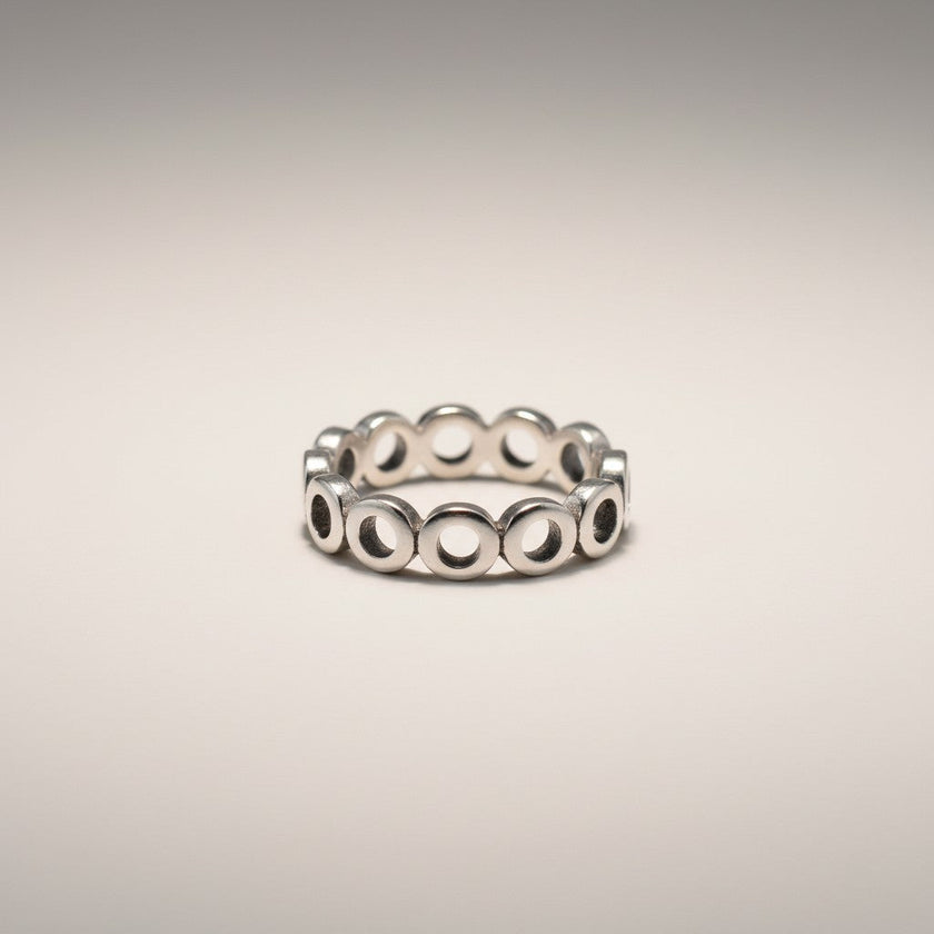 Open Discs Ring In Silver Plate