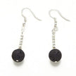 Lava Stone Earrings in Silver Plate