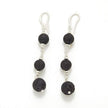 Lava Stone & Silver Plate Triple Ball Earring