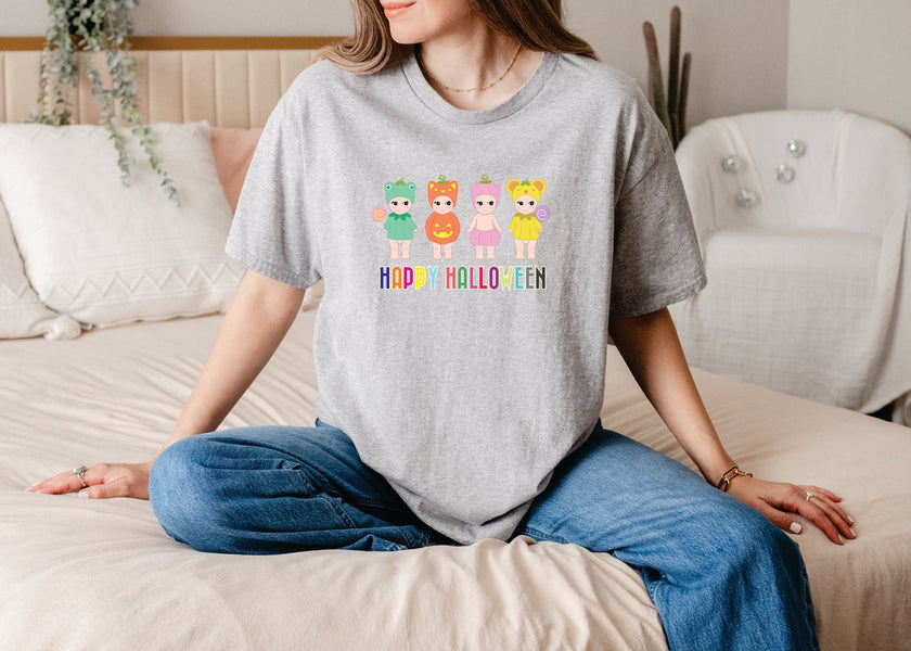 [Adult size] Halloween Sonny Angel T-Shirt – Cute Spooky Angel Graphic Tee, Unisex 100% Cotton