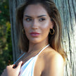 SPRINGDALE Gold: Textured Geometric Square Beaded Hoop Earrings