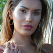 SPRINGDALE Gold: Textured Geometric Square Beaded Hoop Earrings