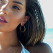 SPRINGDALE Gold: Textured Geometric Square Beaded Hoop Earrings