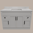 48-Inch Shaker Bathroom Vanity — White or Gray | Plywood Cabinet, Solid-Wood Doors, Soft-Close 3-Way Clip-On Hinges