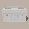 60-Inch Double Sink Shaker Bathroom Vanity — White or Gray | Plywood Cabinet, Solid-Wood Doors, Soft-Close 3-Way Clip-On Hinges | Center Drawers