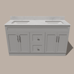 72-Inch Double Sink Shaker Bathroom Vanity — White or Gray | Plywood Cabinet, Solid-Wood Doors, Soft-Close 3-Way Clip-On Hinges | Center 2 Drawers