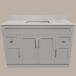 48-Inch Shaker Bathroom Vanity — White or Gray | Plywood Cabinet, Solid-Wood Doors, Soft-Close 3-Way Clip-On Hinges