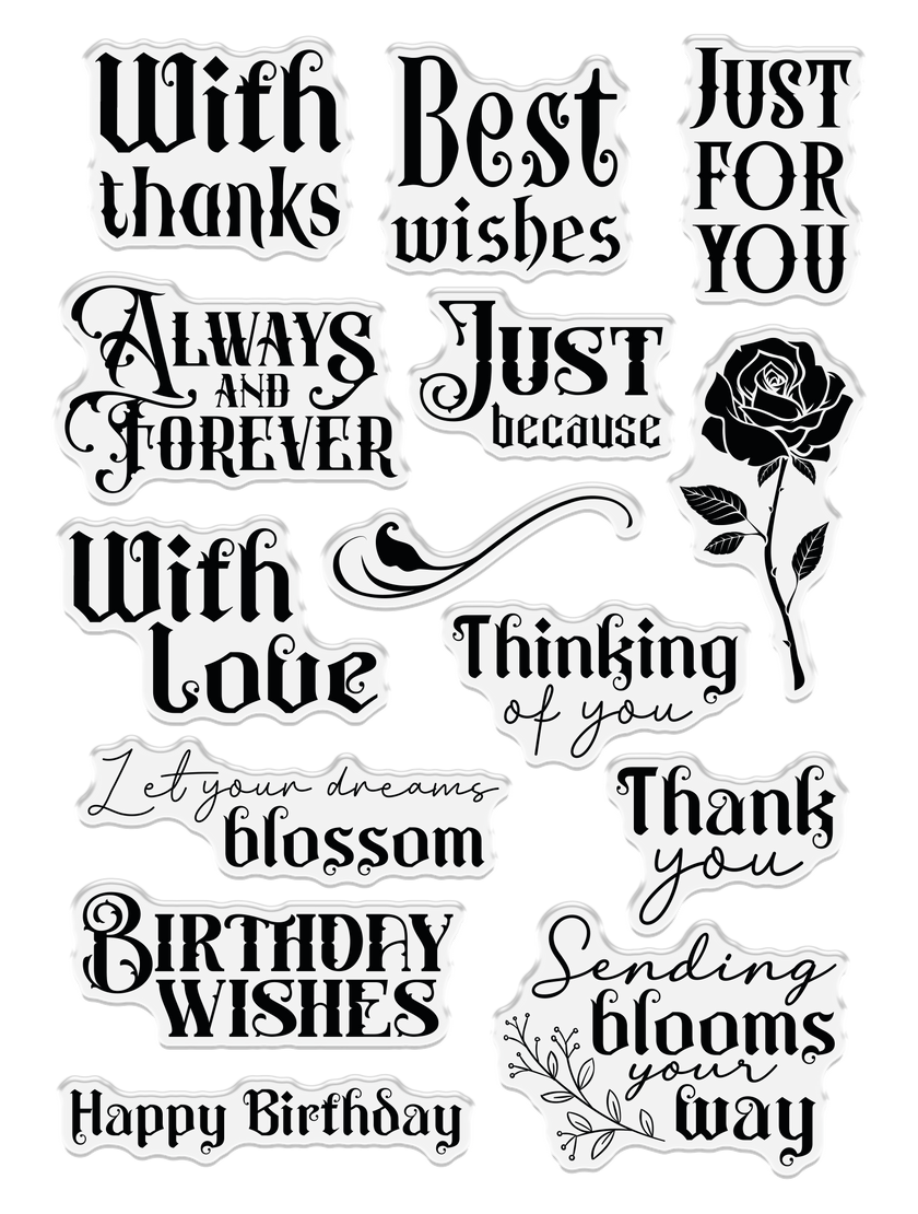 Sara Signature Thorn & Bloom Clear Acrylic Stamp Set - Sending Blooms