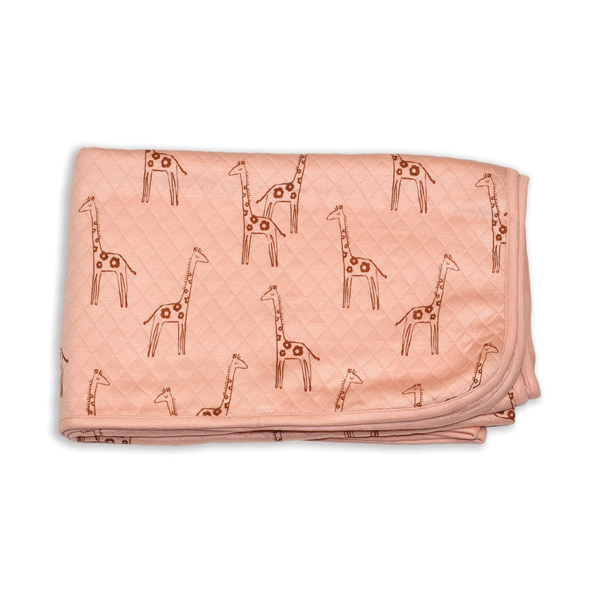 Grande couverture en bambou matelassée (motif marguerite et girafe)