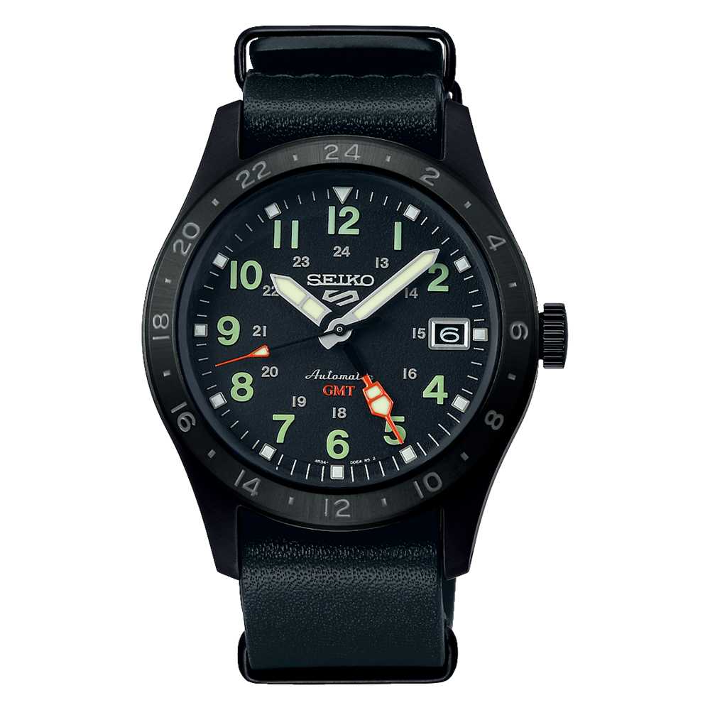 SEIKO 5 Sports Field GMT Black Leather | SSK025K1