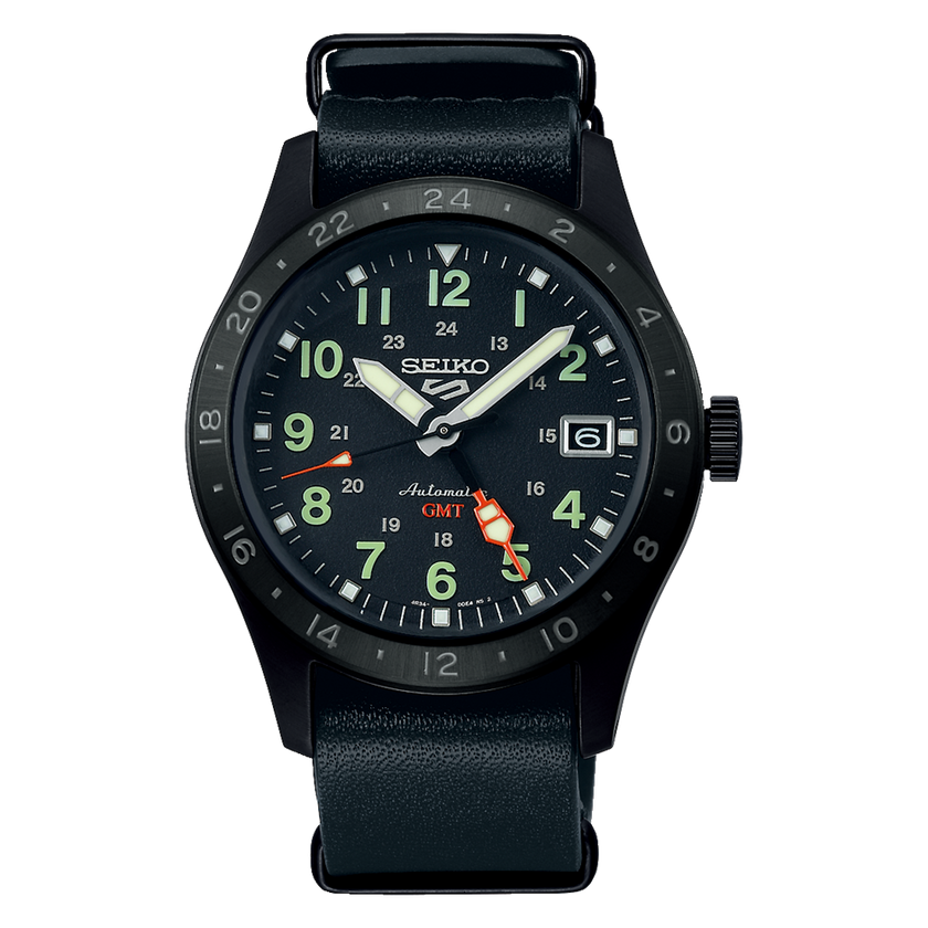 SEIKO 5 Sports Field GMT Black Leather | SSK025K1