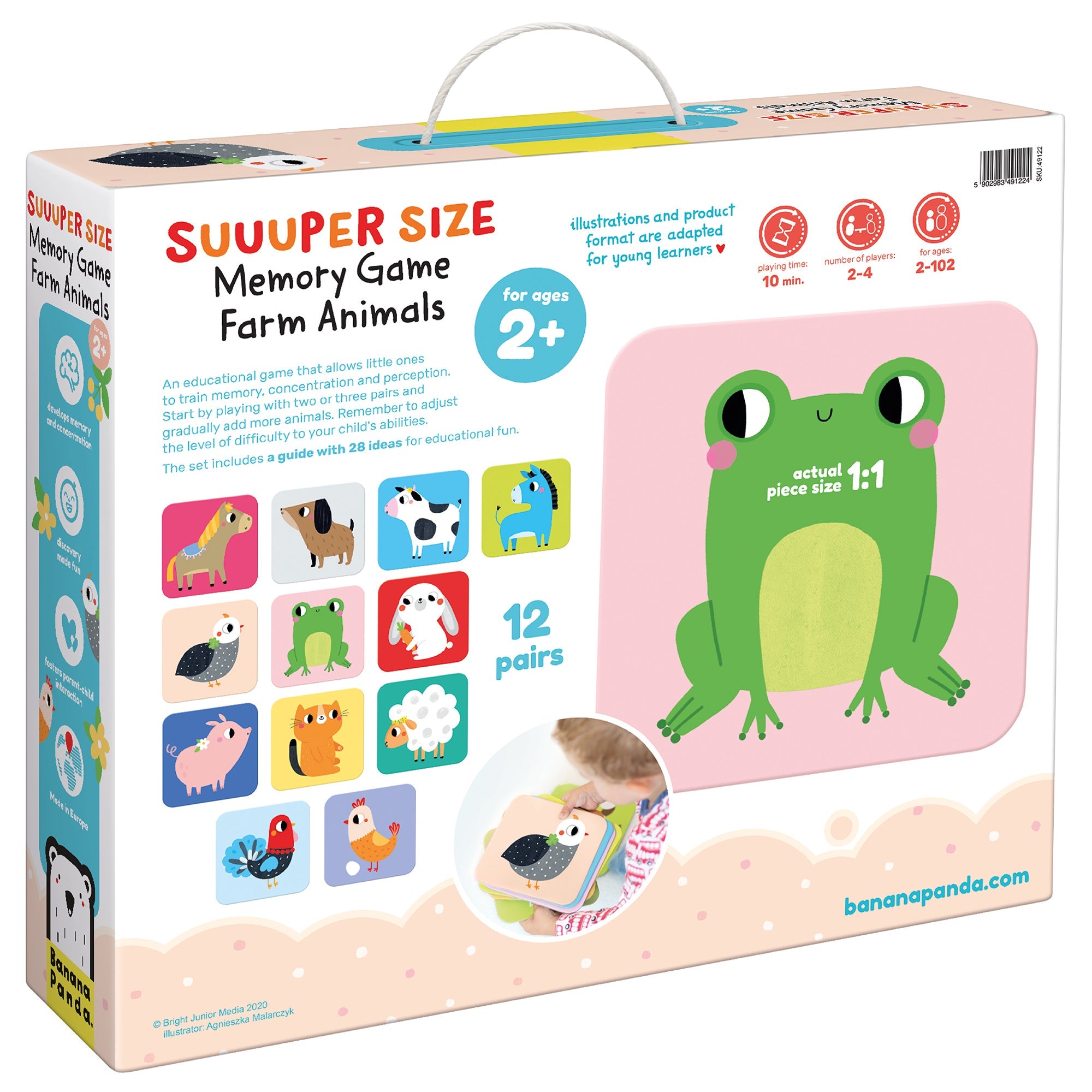 BANANA PANDA - SUUUPER SIZE - MEMORY GAME FARM ANIMALS 24 cards (2+)