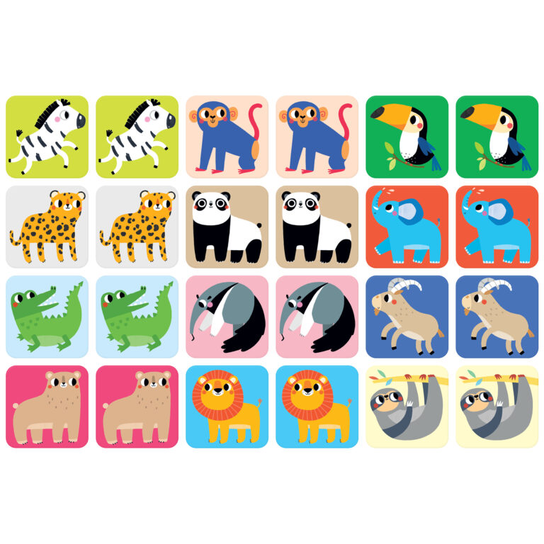 BANANA PANDA - SUUUPER SIZE - MEMORY GAME WILD ANIMALS 24 cards (2+)